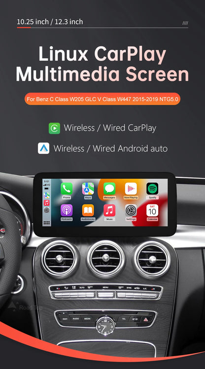 1920x720 Multimedia Touch Screen - Wireless CarPlay & Android Auto for Mercedes-Benz C Class W205, GLC, V Class W447 (2015-2018) NTG5.0