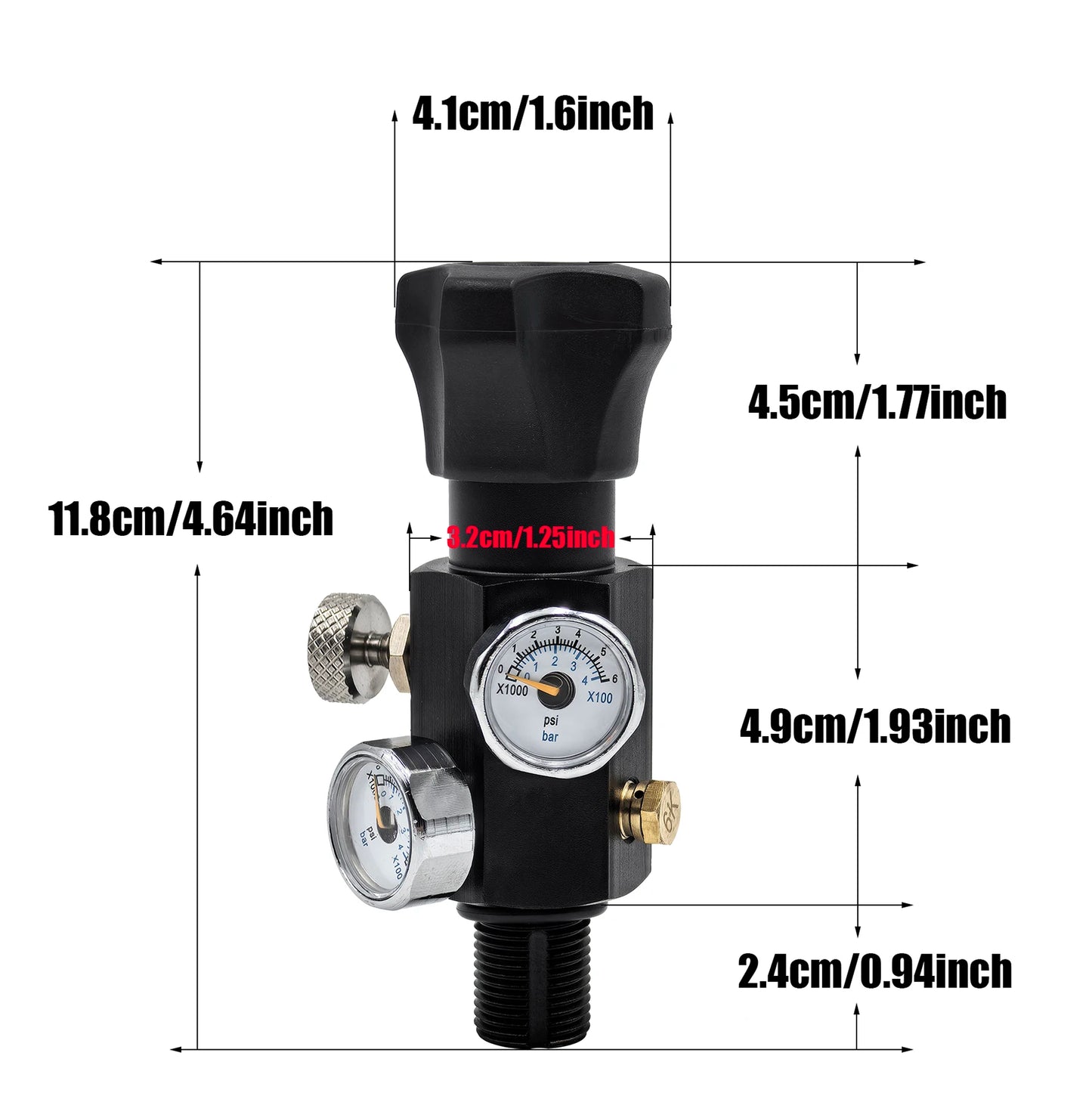 HPA Compressed Air Tank Charging Valve – Scuba Filling Station Hose with Gauge (20in, M18x1.5 or 5/8"-18UNF, 4500Psi/300Bar)