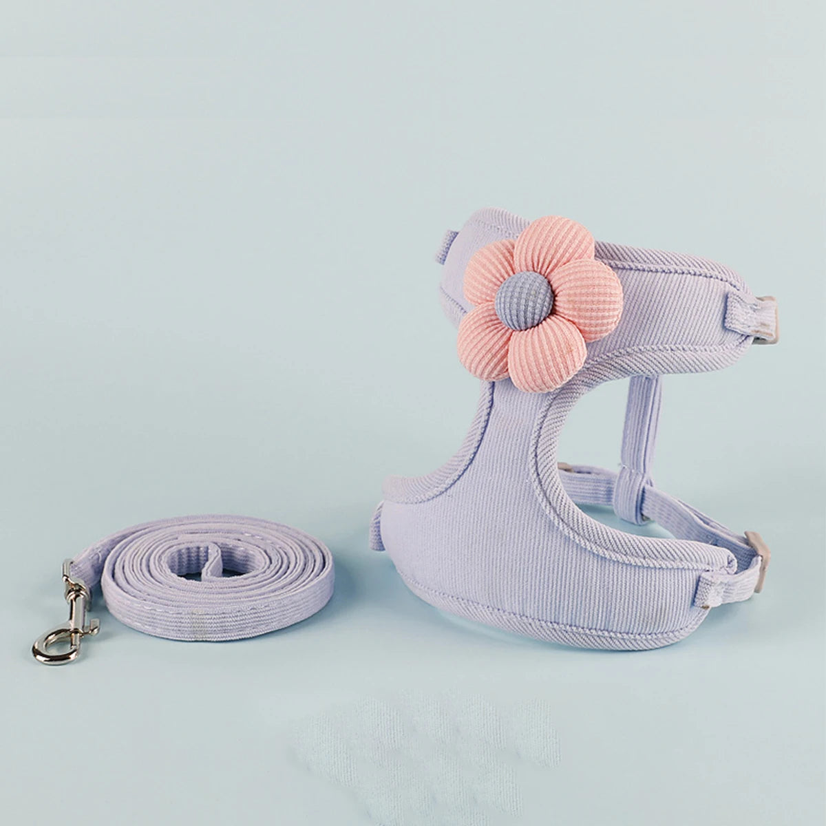 Adjustable Cat & Small Dog Harness with Leash – Breathable Pet Walking Strap Set