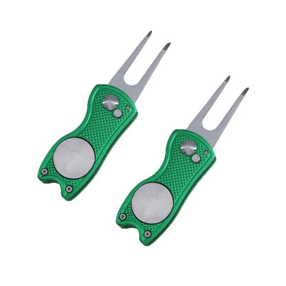 Foldable Golf Divot Repair Tool – Ball Marker & Groove Cleaner Putting Green Fork Accessory