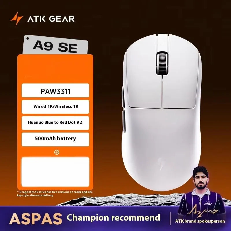 ATK DragonFly A9 Air Ultimate Wireless Gaming Mouse - 42000DPI PAW3950 Sensor 8KHz RGB Ergonomic Mouse for PC Windows & MacOS