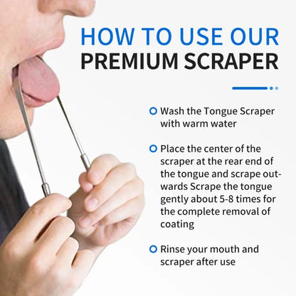 Stainless Steel U-shaped Tongue Scraper for Fresh Breath - 3 Color Options - Oral Hygiene Care Tool