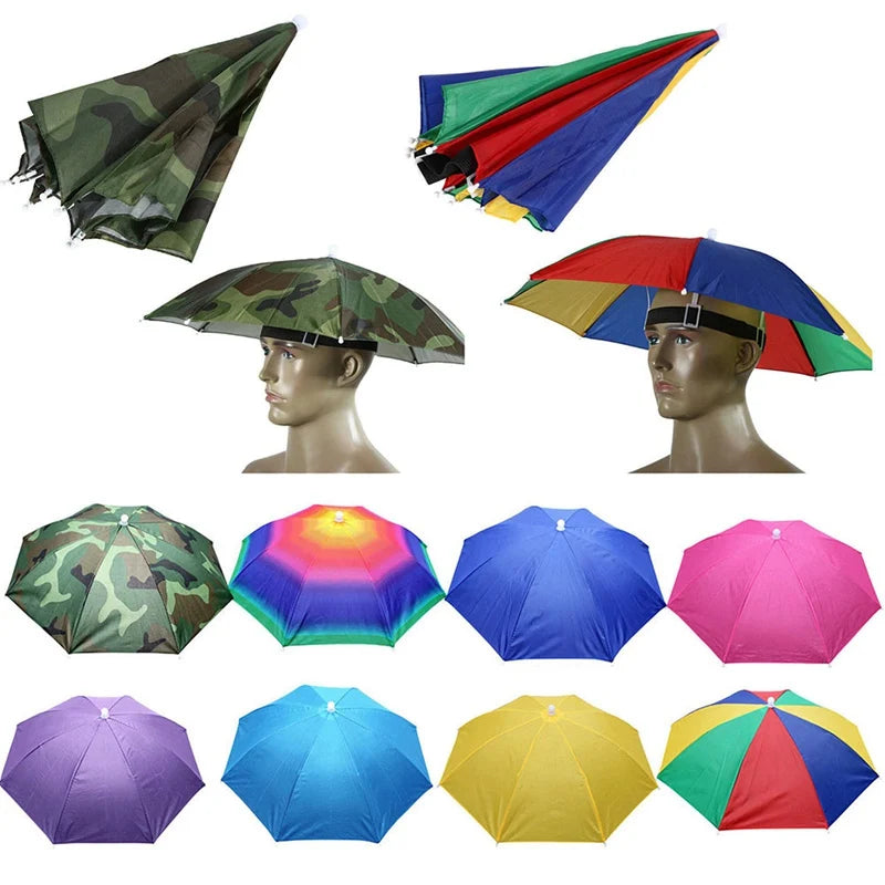 Foldable Outdoor Umbrella Hat: Sun Cap Headwear for Women and Men - Perfect for Fishing, Camping, and Beach