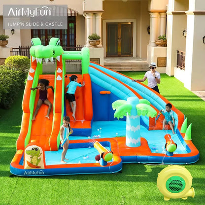 AirMyFun Jungle Inflatable Bouncer with Slide – Kids Bouncy House Jumping Castle Combo Outdoor Inflatable Play Center for Parties & Fun