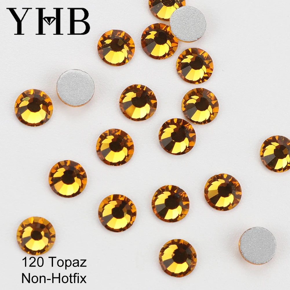 YHB Cold Fix Crystal Flatback Rhinestones - Silver Back Non Hotfix DIY Gems for Nail Art, Bags, Shoes, Garments & Phone Decoration