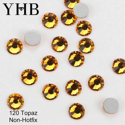 YHB Cold Fix Crystal Flatback Rhinestones - Silver Back Non Hotfix DIY Gems for Nail Art, Bags, Shoes, Garments & Phone Decoration