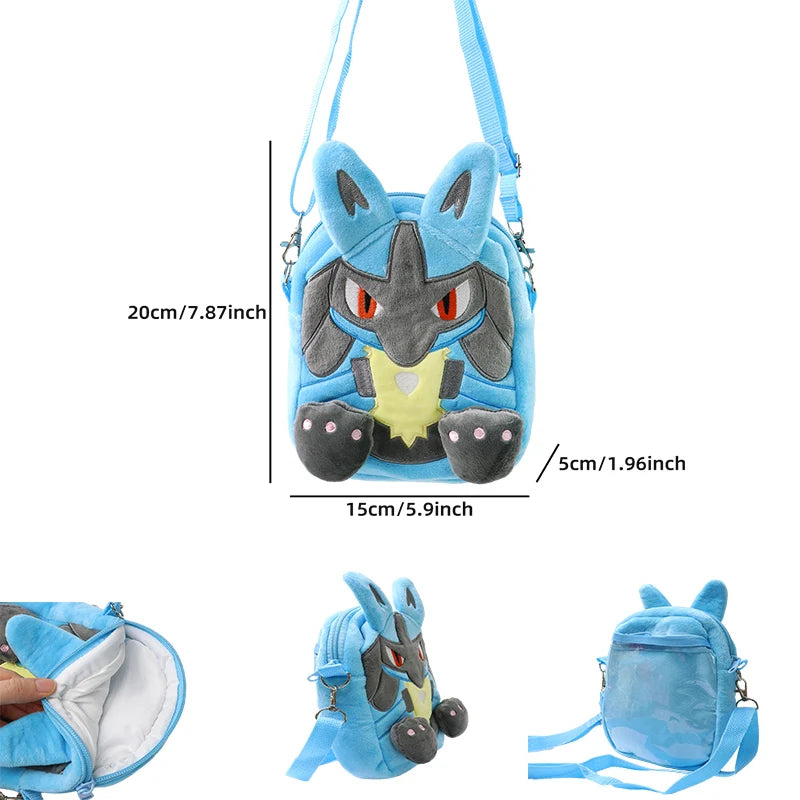 Pokemon Plush Backpack – Pikachu, Gengar, Mimikyu, Snorlax, Rowlet, Psyduck, Lucario, Charmander Anime Shoulder Bag & Doll Toy