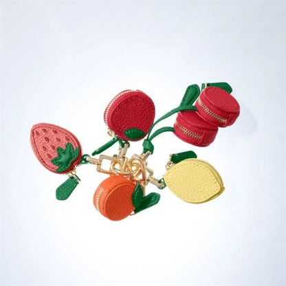 Mini Cherry & Strawberry Coin Purse – Cute PU Leather Keychain Bag for Earphones and Small Storage, Korean Style