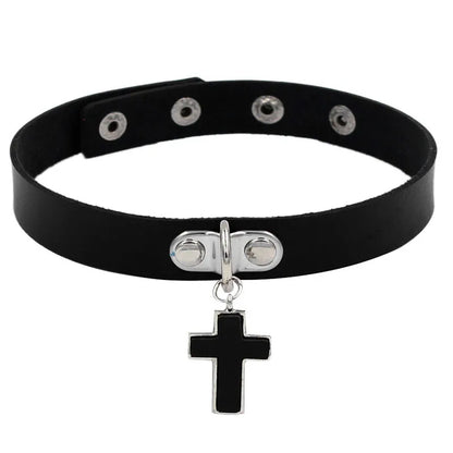 PU Leather Gothic Choker Collar Necklace - Punk Rivet Spike Bell Ring Cosplay Jewelry for Parties and Costumes