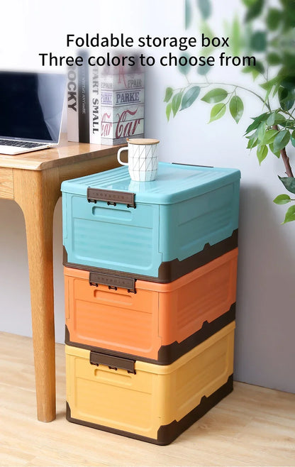 Folding Storage Box with Lid – Multifunction Plastic Organizer Container