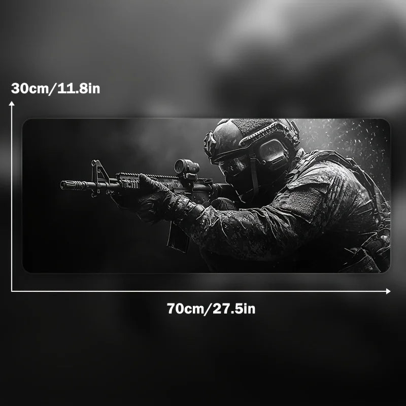 XXL Tactical Soldier Mouse Pad — Large Non-Slip Gaming Desk Pad with Stitched Edges