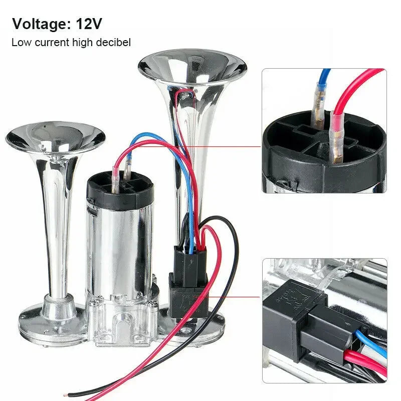 12V Super Loud Dual Trumpet Horn - 600DB Electric Air Horn for Cars, Trucks, SUVs, Boats & Motorcycles