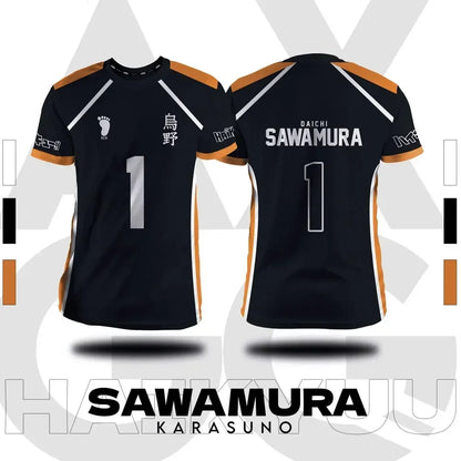 Haikyuu Anime Cosplay Jersey - Fukurodani and Hinata Short-Sleeve T-Shirt for Men and Children