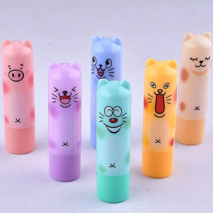 24-Piece Fruit-Flavored Lip Balm Set - Moisturizing Colorless Lip Gloss with Cute Cartoon Designs