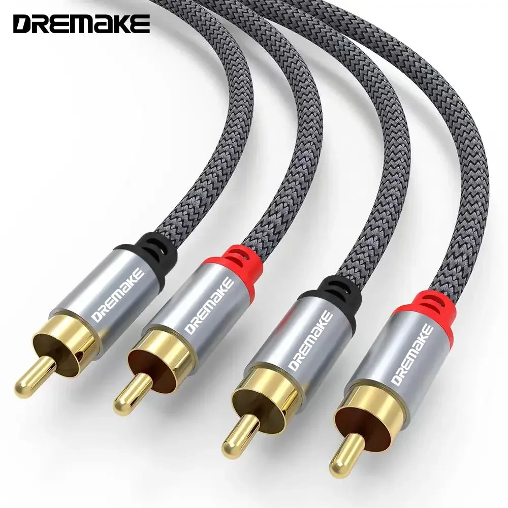 2RCA to 2RCA Stereo Audio Cable Male to Male HiFi RCA Jack Cord for Home Theater, HDTV, DVD Player & Amplifier Speakers