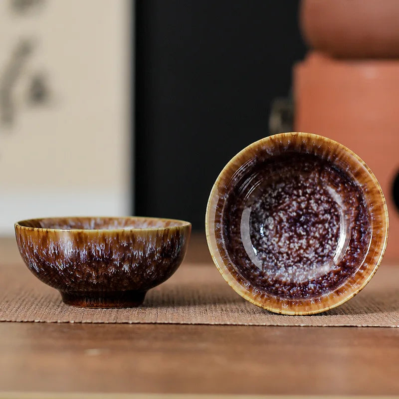 45ml Household Ceramic Teacup – Kiln Change Satin Blue Master Cup for Tea Tasting & Jianzhan Teahouse Teaware