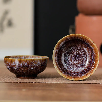 45ml Household Ceramic Teacup – Kiln Change Satin Blue Master Cup for Tea Tasting & Jianzhan Teahouse Teaware