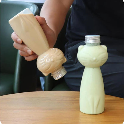 Cute Cat Shaped Water Bottle – Portable BPA-Free Drinking Cup for Milk Tea, Coffee & Juices