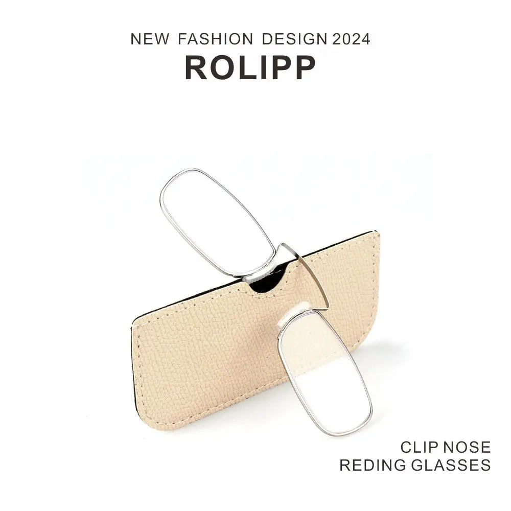 Portable Rectangle Reading Glasses for Men — Clip-On Nose Bridge Metal Frame with Case, Prescription +1 to +3
