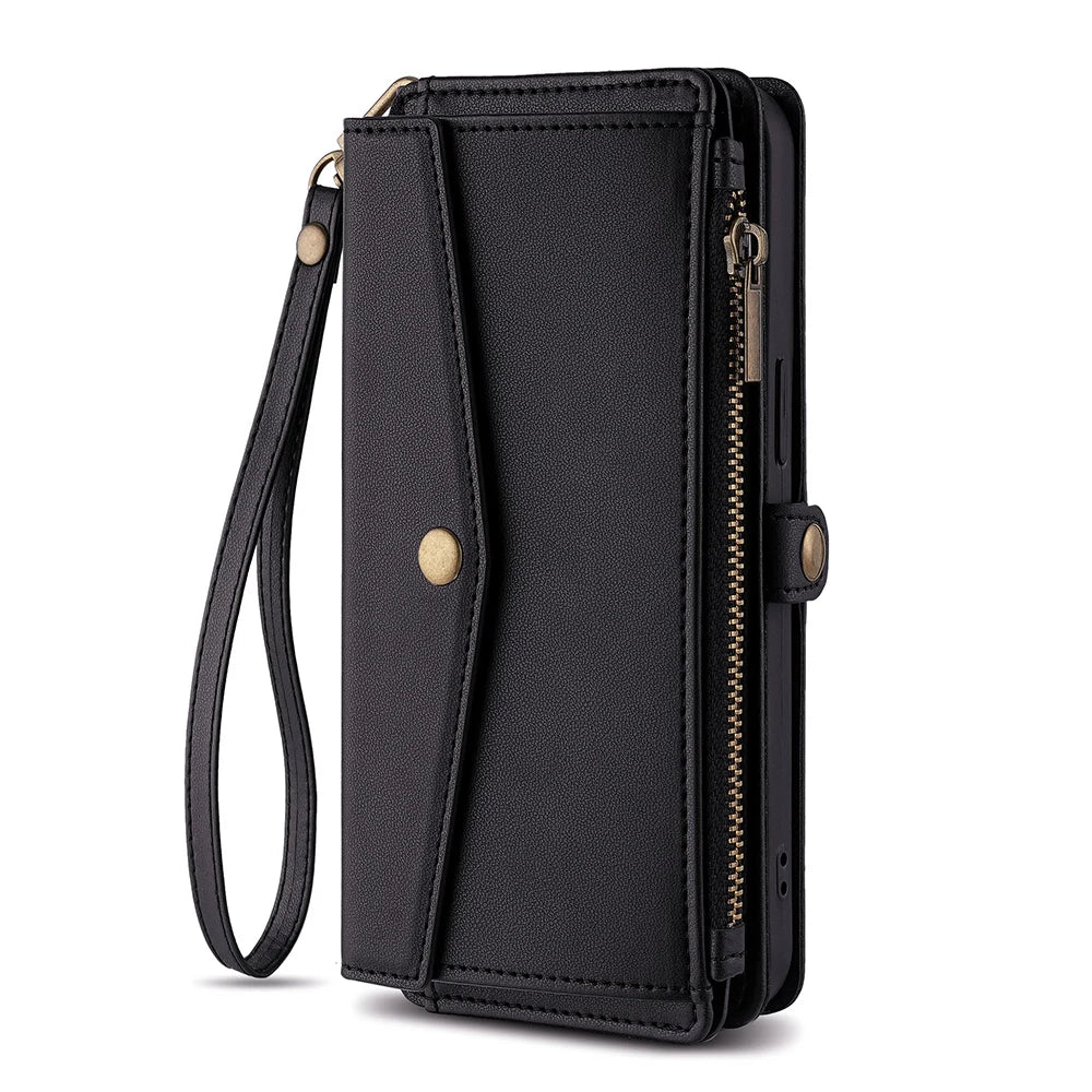 Magnetic Leather Wallet Phone Case for iPhone SE (2020/2022) to 15 Pro Max – Flip Cover with Card Holder & Stand Function