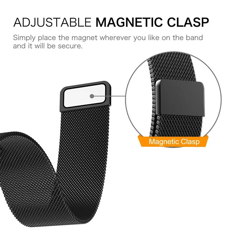 18mm-22mm Metal Watch Strap – Milanese Loop Bracelet for Garmin Vivoactive, Venu, Forerunner & SQ Series
