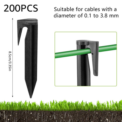 Garden Lawn Mower Ground Pegs - 100-300PCS Eco-Friendly Boundary Cable Stakes for Quick Installation