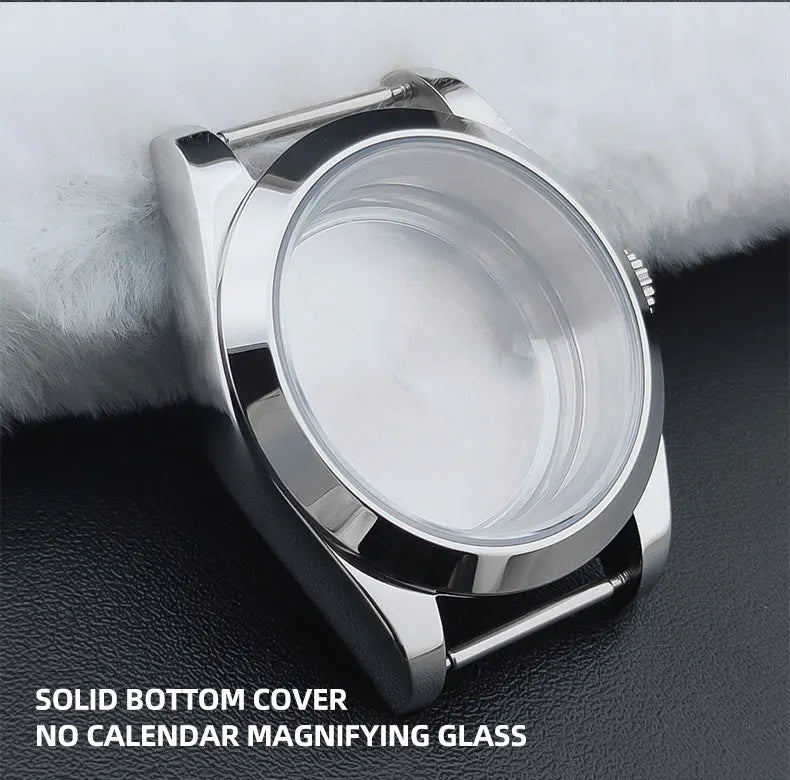 Neiton 36mm/39mm Silver Watch Case - Sapphire, Bevel Edge, 316L Stainless Steel for NH35, NH36, NH34 Movements