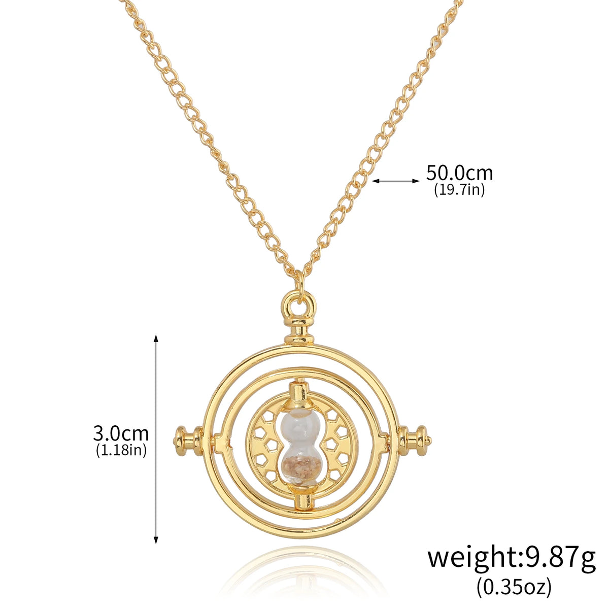 Classic Harry Potter Time-Turner Necklace - 360° Rotatable Hourglass Cosplay Pendant & Wizard Fan Gift