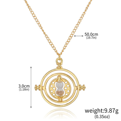 Classic Harry Potter Time-Turner Necklace - 360° Rotatable Hourglass Cosplay Pendant & Wizard Fan Gift