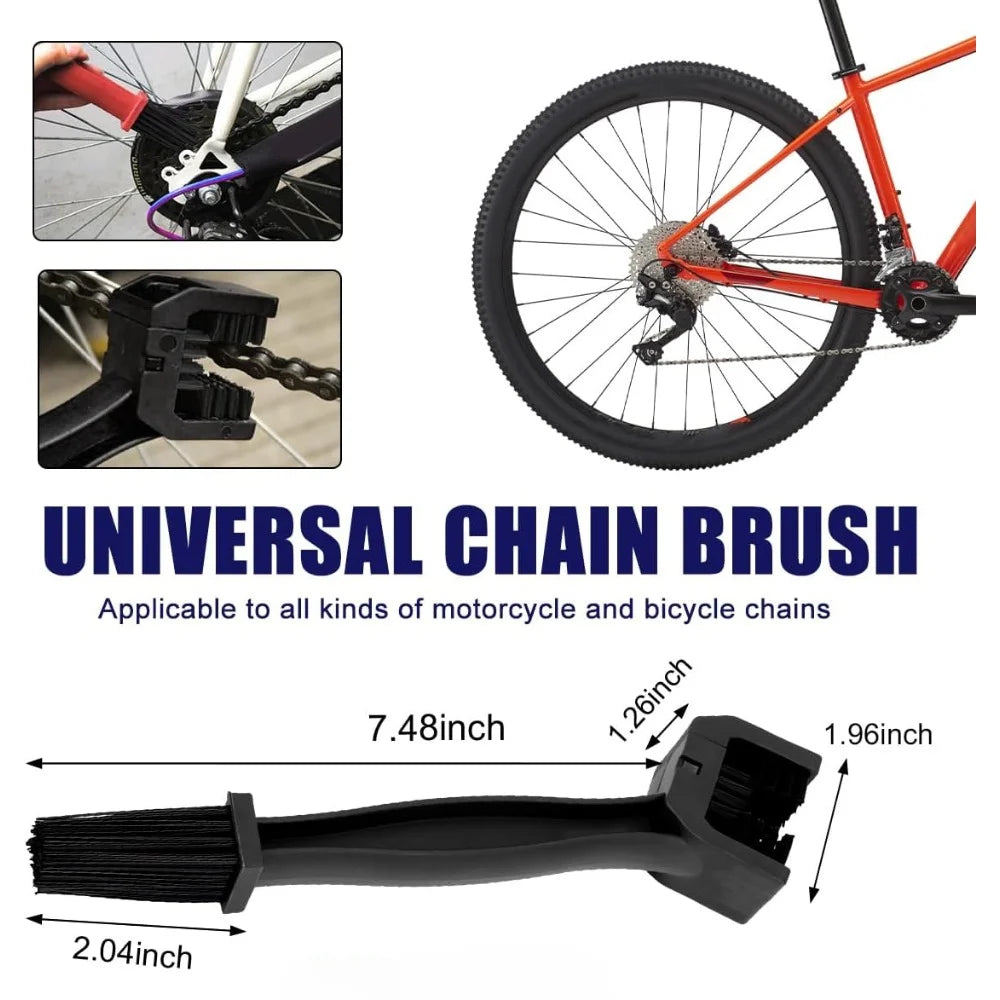 Motorcycle Chain Brush Cleaner — Plastic Bike & Moto Scrubber, Outdoor Chain Cleaning Tool for Road & Maintenance