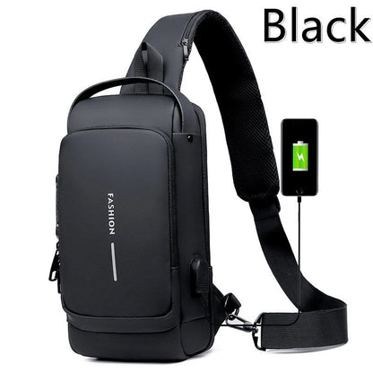 BD1 New Men's Anti-Theft Chest Bag – USB Rechargeable Crossbody Sports & School Shoulder Bag