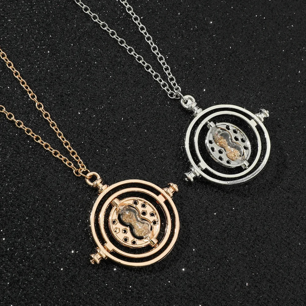 Harried Time-Turner Hourglass Necklace - 360° Rotatable Cosplay Pendant for Magic School Fans and Collectors