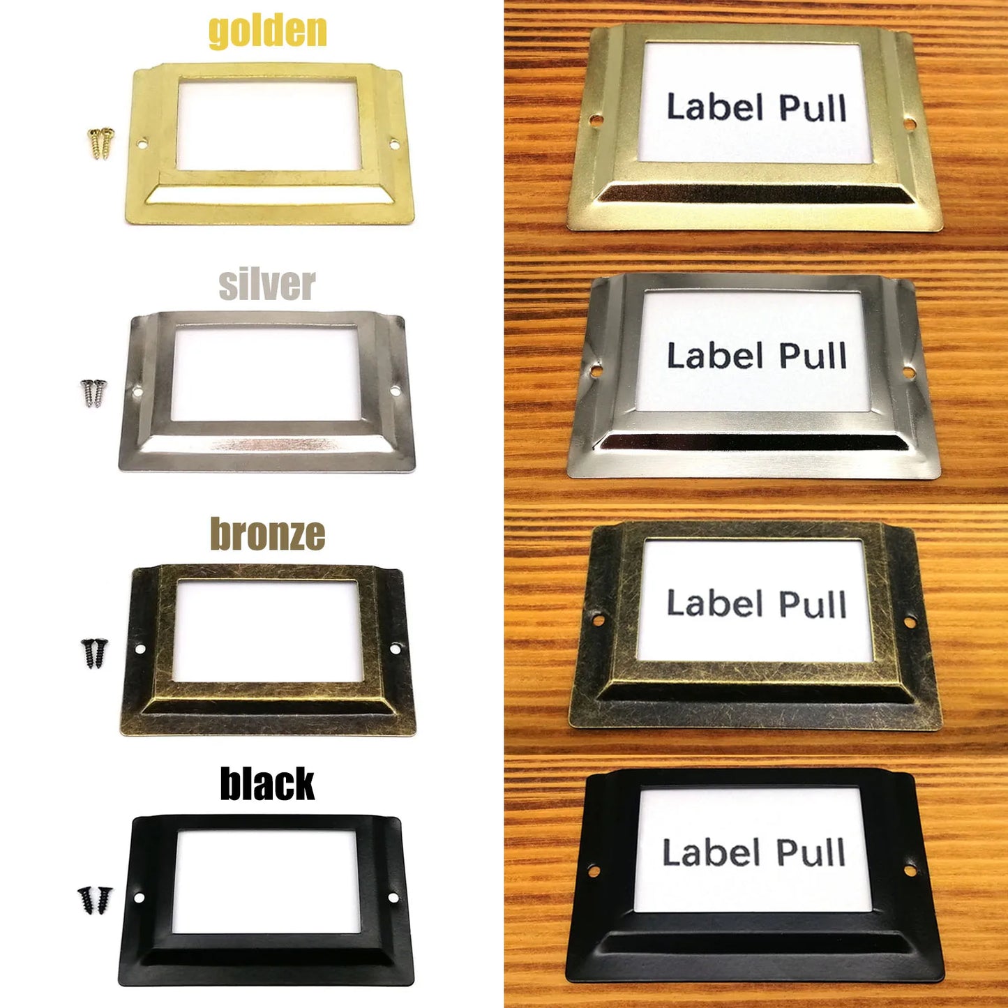 6pcs Large Iron Label Pull Handles – 52x80mm File Name Card Holders for Cabinet, Drawer & Jewelry Box