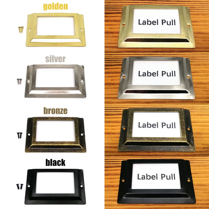 6pcs Large Iron Label Pull Handles – 52x80mm File Name Card Holders for Cabinet, Drawer & Jewelry Box