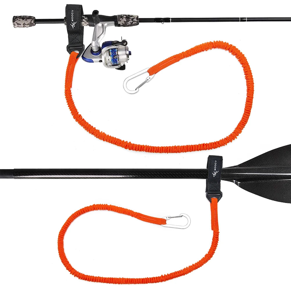 Elastic Kayak Paddle Leash – Adjustable Coiled Lanyard with Safety Hook for Fishing Rod, Pole & Rowing Boat Accessories