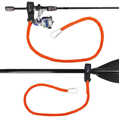 Elastic Kayak Paddle Leash – Adjustable Coiled Lanyard with Safety Hook for Fishing Rod, Pole & Rowing Boat Accessories