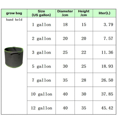 Vegetable/Flower Grow Bags – 1-5 Pcs, 1-12 Gallons Non-Woven Aeration Fabric Pots with Handles