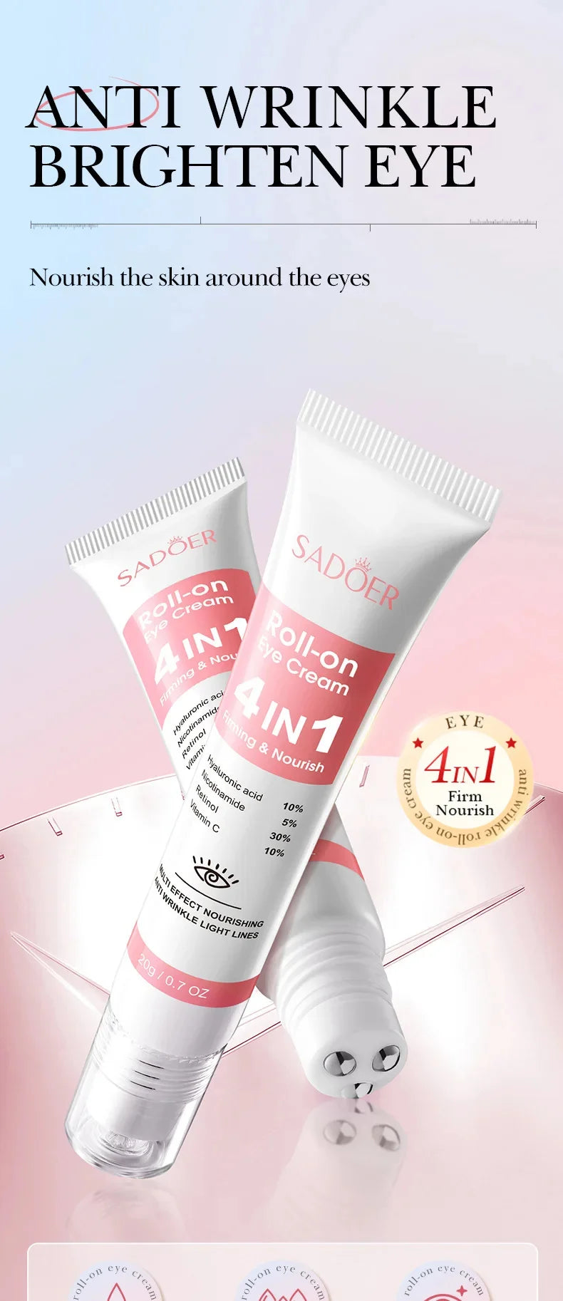 Instant Eye Bag Removal Cream – Collagen, Anti-Wrinkle, Dark Circle & Puffiness Treatment for Firming and Brightening
