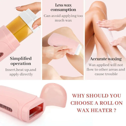 Unisex Hot Roll-On Wax Hair Removal Kit with Depilatory Cream, Wax Heater & Cartridge Warmer – Professional Waxing Set