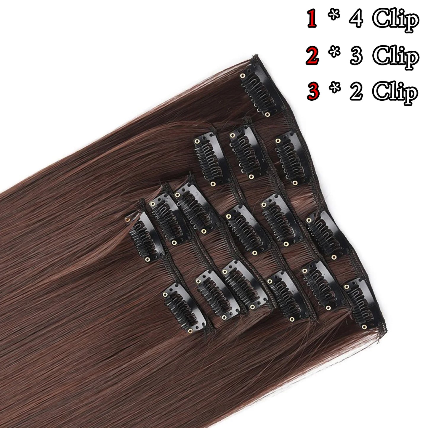 24-Inch 16 Clips-in Hair Extensions – Long Straight Synthetic Blonde & Black Hairpieces, Heat Resistant for Daily Use