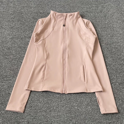 Women's Quick-Dry Fitness Jacket - Slim-Fit Stand Collar Zipper Yoga, Running & Cycling Top