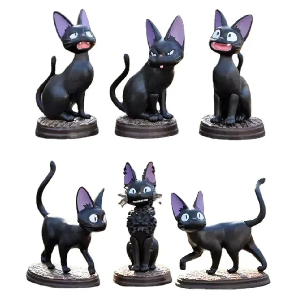 6PCS Cartoon Black Cat PVC Figure Set — Jiji/Gigi Action Dolls, Hayao Miyazaki Collectible Toy for Kids Birthday Gift
