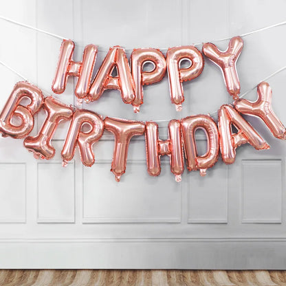 16-Inch Happy Birthday Foil Balloons Set – Pink & Blue Letter Balloons for Birthday Party Decoration