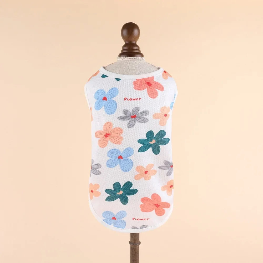 Cooling Summer Pet Vest - Soft Cartoon Dog Cat Shirt for Small Medium Large Dogs Puppy French Bulldog Clothing