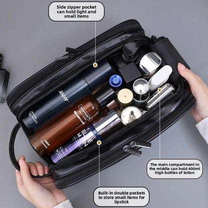 Multi-Pocket Waterproof PU Toiletry Bag – Hanging Travel Makeup & Cosmetic Organizer for Men & Women Essentials Wash Bag