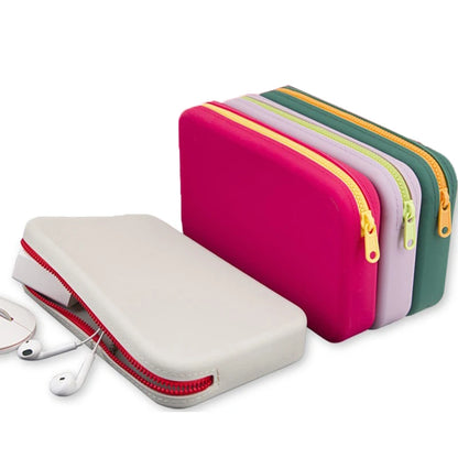 Large Capacity Square Silicone Cosmetic Storage Bag: Portable Travel Makeup Brush Holder - Waterproof Organizer for Beauty Essentials