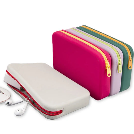 Large Capacity Square Silicone Cosmetic Storage Bag: Portable Travel Makeup Brush Holder - Waterproof Organizer for Beauty Essentials