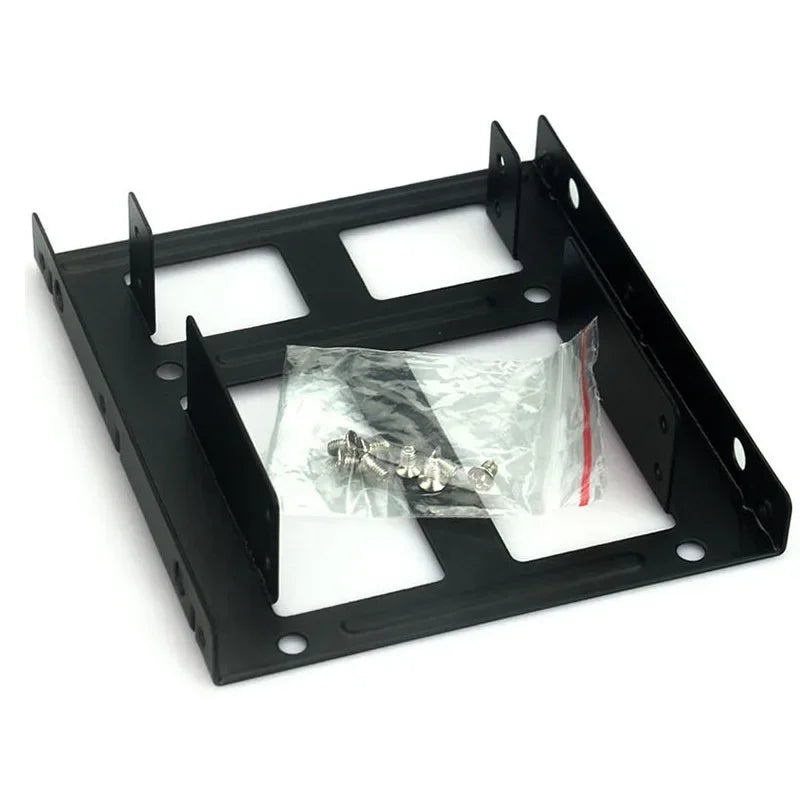 Metal Dual Bay HDD SSD Mounting Bracket - 2.5 Inch to 3.5 Inch Hard Drive Adapter for Desktop Computer Upgrades