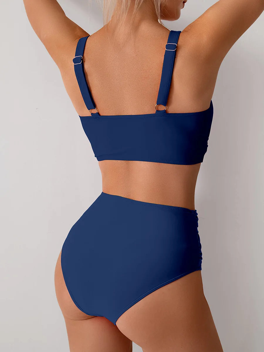 VigoBreviya 2025 Sexy Solid Strapped Bikini Set – Cross Push-Up, High Waist Brazilian Swimsuit for Women, Beach & Bath Wear