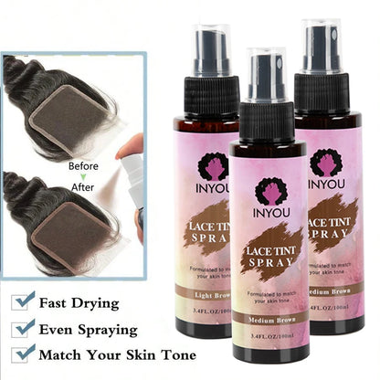 Waterproof Lace Tint Spray for Wigs – Melting Mousse Concealer for Lace Closure, Front Wigs, Toupees & Edge Control